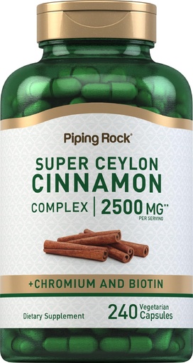 [BRSWYZYKOYIQ4AL5] Piping Rock Super Ceylon Cinnamon Complex Capsules | 240 Powder Pills | Extract Supplement with Chromium and Biotin | Vegetarian, Non-GMO, Gluten Free