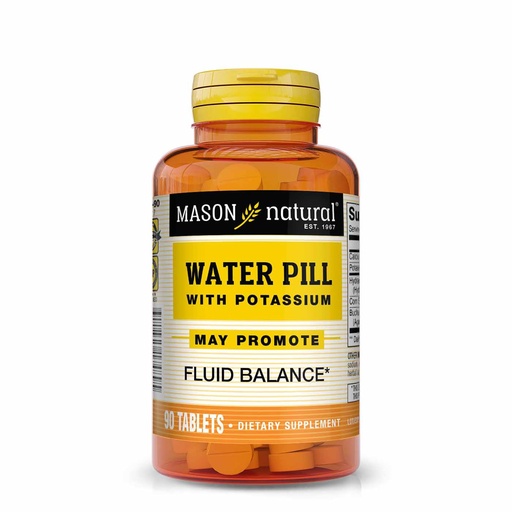 [BRSWKHQGCEHQOCDE] Mason Natural Water Pill with Potassium and Calcium, Supports Fluid Balance, Helps Relieve Bloating and Swelling, Natural Diuretic Supplement, 90 Tablets (Pack of 1)