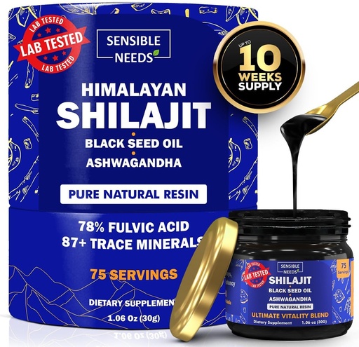 [BRSRAZATOYNRSCDF] Pure Himalayan Shilajit Organic Resin Supplement, Shilajit for Men & Women with Black Seed Oil & Ashwagandha, Energy, Immunity, 78% Fulvic Acid, 87+ Trace Minerals, 400mg