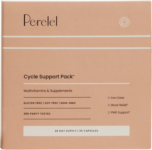 [BRSROA3YAQBAK235] Perelel Cycle Support Pack, Daily Supplement with Iron, Vitamin C, B12 & Bloat and PMS Support Blend, Soy, Dairy & Gluten Free, Non GMO, 28 Day Supply