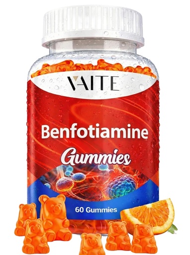[BRSROC33BABR6DL5] Benfotiamine 320mg Gummies with 45mg L-Leucine Supplement: Essential Vitamin B1 Complex for Men and Women, Non-GMO, Vegan & Gluten-Free - Supports Metabolism, Energy & Nervous System Health