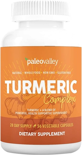 [BRSWGCQ7OAIW2H3A] Paleovalley - Kompleks Turmeric Organik Organik Penuh - Turmeric Organik Penuh dengan Supportif Superfoods - 56 Vegetarian Capsules - Dukung Joints, Imunitas, Otak dan Kesehatan Jantung