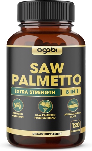 [BRSWYFICC4PGY2Q2] 8in1 Saw Palmetto Prostate Support 与 Ashwagandha, Turmeric, Ginger, Nettle Leaf, Holy Basil & More - 120 Vegan Capsules 共2个月