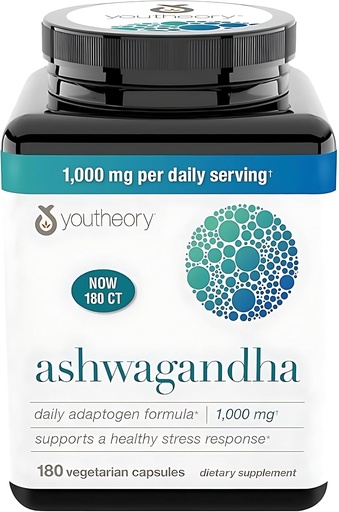 [BRSROCAZB4CRUG3F] Generic Ashwagandha Supplement Organic KSM-66 Ashwagandha Vegetarian Supplement 180 Capsules, 1000mg per Daily Serving, Help Support Healthy Stress Management Response, Clear