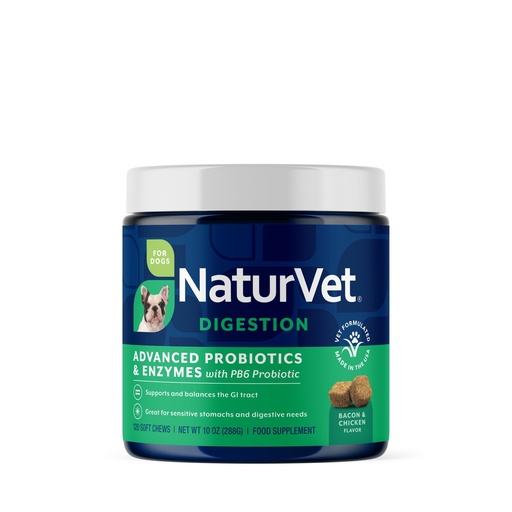 [BRSWKZDQAUFRQCLO] NaturVet Advanced Probiotics & Enzymes Dog Supplement - 120 Soft Chews | PB6 Probiotic Supplement for Dogs - Supports Stomach, Intestinal, Digestive & GI Tract Health