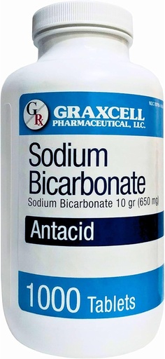 [BRSWGHAHCUMAYEL5] Natriumbikarbonattabletter |USP 650mg (10 korn) |Relief av sur indigestion, hjertebrann, sur mage og upset mage | Nyre helse | 1000 greve