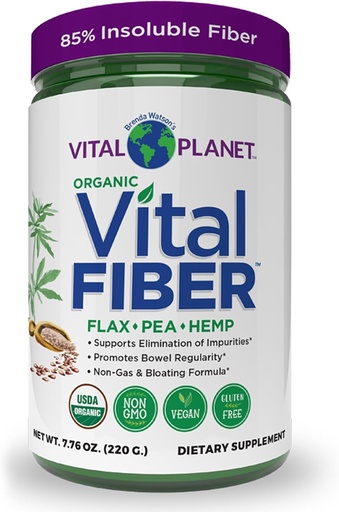 [BRSWYZI6AFYGYCDP] Vital Planet - Vital Fiber Powder, Soluble and Insoluble Fiber Supplement with Flax, Pea and Hemp, Organic Daily Dietary Supplement Supports Gut Digestive Regularity 7.76 oz