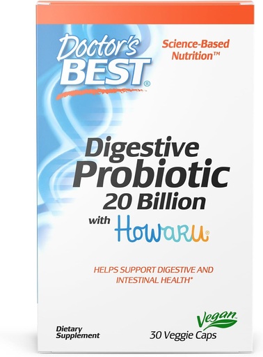 [BRSWIGLYAZ7R2DD4] 博士最佳消化性 Probiotic 20亿 CFU with Howaru, 支持消化与肠道健康, 非GMO, Gluten Free, Vegan 30 Veggie Caps
