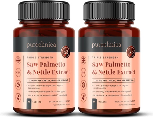 [BRSWYZIFCEMQAFA4] 2-Pack Bath Power Saw Palmtto & Nettle Root – 180 Bảng 449mg với 160mg Saw Palmtto in (85–95% Fatty acids), 30mg Nettle Root, 649mg Calcium 6-Month Prostate Prostate Prog