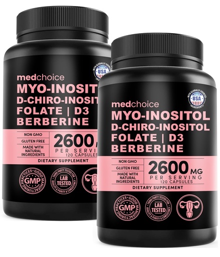 [BRSRAFT7CQIWAAIZ] 14-in-1 Women’s Inositol Complex Supplement – 40:1 Myo & D-Chiro Inositol with Folate, Vitamin D3, Zinc, Magnesium & Botanicals for Hormone & Feminine Wellness Support – (120 Capsules) (Pack of 2)