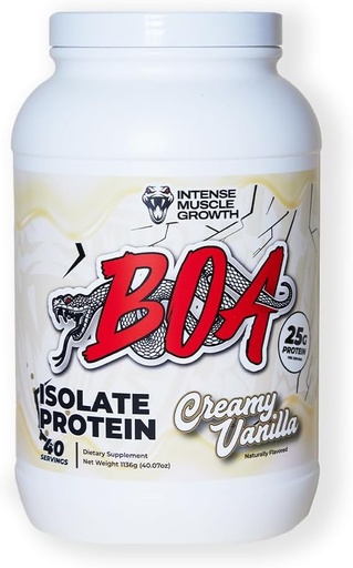 [BRSRAYADBN7QGH32] BOA Isolate Protein with Vitamin B6 and Zinc - Low-Sodium Whey Protein Isolate 25g of Protein per Scoop - (Creamy Vanilla - 40 Servings)