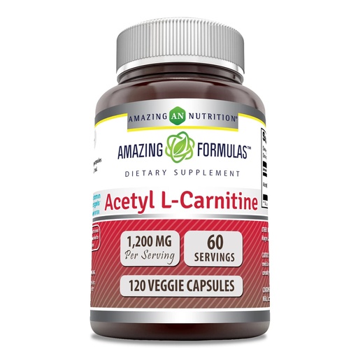 [BRSRMGQFBMMQIGQ3] Amazing Formulas Acetyl L-Carnitine 1200 Mg Supplement | Vegetarian Capsules | Non-GMO | Gluten-Free | Made in USA (1 Pack, 120 Count)