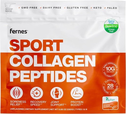 [BRSRAYIPCQHBACDO] Hydrolyzed Collagen Peptides Protein Supplement for Women & Men - Muscle & Workout Recovery, Joint & Bone Support - Grass Fed Type I & III - Keto, Paleo - 28 Servings, 9.88 oz, Unflavored Powder