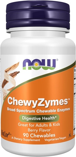 [BRSWIYYLOAJRW33G] AHORA Suplementos de alimentos, ChewyZymes, Enzimas de Chewable Espectro Amplio, Sabor Berry, 90 Chewables