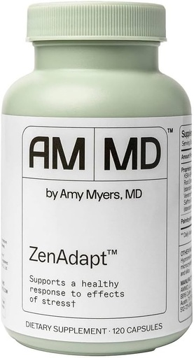 [BRSWYFAKCQHGCET6] Amy Myers MD Zen Adapt Papildinājums - Atbalsta Stress Relief & Cortisol Balance - Adaptogenic Blend with Pea, Saffron & Holy Basil - 120 kapsulas