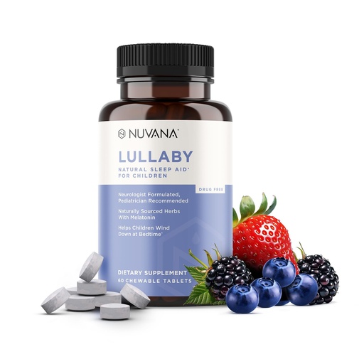 [BRSW2ZIKBYPBA3T6] Lullaby | Gentle Kids Natural Sleep Aid | Pediatrician Recommended | Delicious Low Dose Melatonin & Non-Habit Forming Mixed Berry Chewable Tablets | with Chamomile, Magnesium for Kids 3+