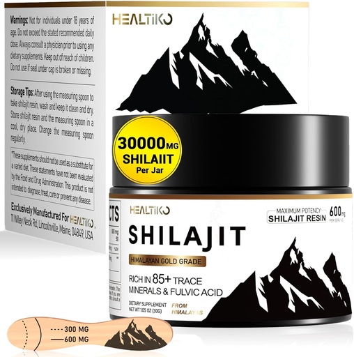 [BRSRAGILBYARE23P] Shilajit Resin, Himalayan Shilajit Organic - 600mg Potency Gold Grade, Shilajit for Men &amp; Women with 85+ Trace Minerals & Fulvic Acid, for Stamina, Immunity & Strength, 50 Serving (30g)