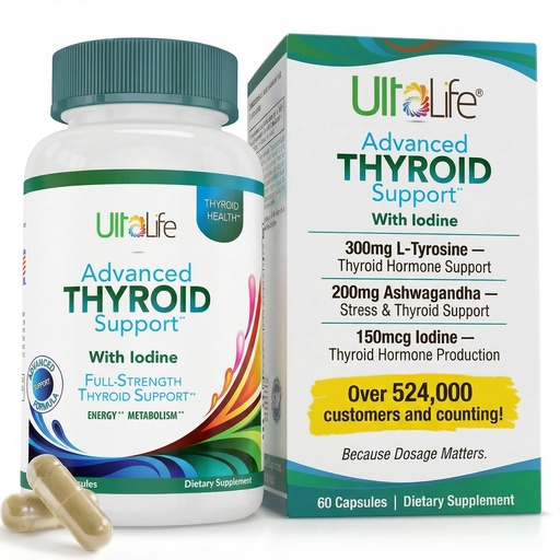 [BRSWIB3YCIIA4336] Daily Thyroid Boost Advanced Formula with Iodine Ashwagandha Vitamin B12 Zinc and Selenium for Energy Metabolism and Focus 60 Capsules