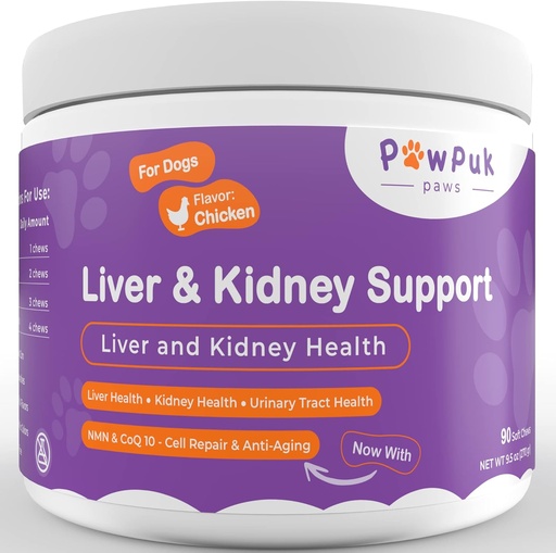 [BRSROY37OUNAG233] Liver & Kidney Vitamins Supplements for Dogs, SAM-E & Silymarin - Liver Function, NMN & CoQ10 - Anti-Aging, Rehmannia & Rhubarb - Natural Herbal Kidney Support, Cranberry - UT Health