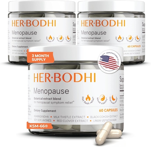[BRSRAEIHDEIB6A3O] Meno- Menopause Hormonal Balance for Women, Estrogen Soy Isoflavones Menopause Supplement for Women, Ashwagandha, Black Cohosh Hot Flashes Menopause Relief, Night Sweats Relief 180Caps