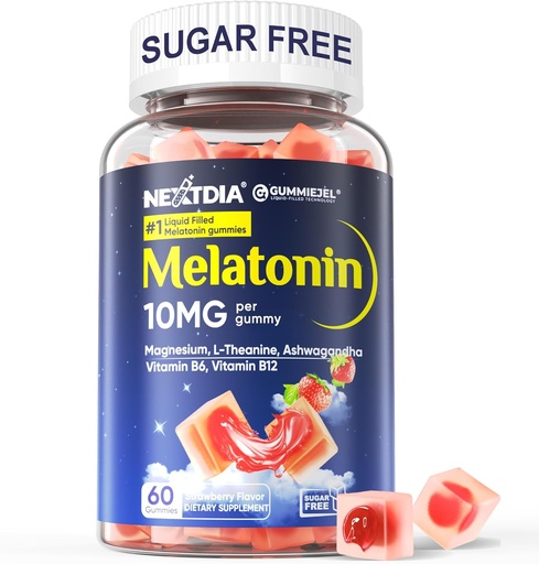 [BRSRAFLRDN5AEDT6] Sugar Free Melatonin Gummies 10mg 20mg Magnesium Glycinate Melatonin for Adults, Ashwagandha, L-Theanine, B6, B12, Lemon Balm and Chamomile for Deep Relaxation, Antioxidant, Vegan, 60 Day