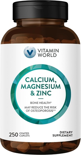 [BRSWG2T5BACGOH3U] Vitamin World Calcium Magnesium Zinc"Promotes Bone Health 250 Coated caplets