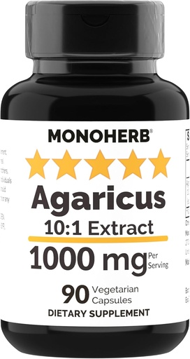 [BRSROFT3DJ6QG3YZ] MONOHERB Agaricus Mushroom Extract 1000 mg - 90 Vegetarian Capsules