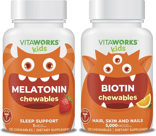 [BRSROEL7CANAI3YZ] Barn Melatonin 1mg Chewables + Biotin 5000mcg Chewables Bundle