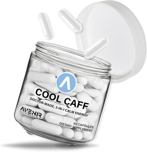 [BRSROGA7BB6AEDI6] Avenir Nutrition Cool Caff Energy Supplements, L theanine 및 Caffeine - 에너지 부스트 및 초점 - 여성 및 남성, 커피 대체 60 캡슐을위한 사전 운동