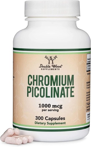 [BRSWYAQBOYJRYD3O] Chromium Picolinate 1000mcg for Healthy Weight Management (High Absorption and Bioavailability) (300 Vegan Safe Capsules, Non-GMO, Gluten Free) by Double Wood Supplements