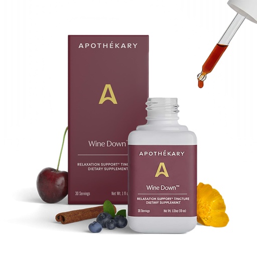 [BRSROAT7BMPQ2CI4] Apothékary Wine Down, Relaxation & Sleep Support Liquid Herbal Drops, Alcohol-Free, Clinically-Tested, Certified Gluten-Free, Certified Vegan & Cruelty-Free, Third Party Tested, 1 oz, 30 Servings