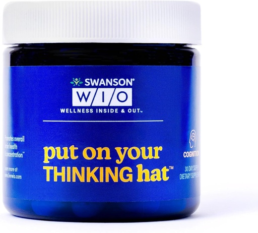 [BRSRMZICBYOWCH3G] Swanson WIO Put on Your Thinking hat Brain Health, Concentration, Better Focus, Ginkgo Biloba + Neurofactor Coffee Fruit, Vegan, Non-GMO, Wellness, 30 Veggie kapsułki (30- Day Supply)