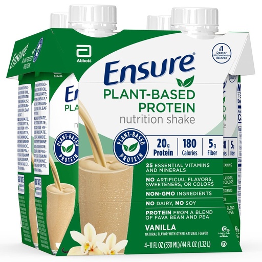 [BRSWYZL4C57Q42A6] Ensure Plant Protein Nutrition Shakes Vanilla 11 Fl Oz Each (Pack of 4)