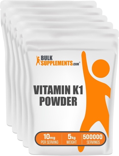 [BRSWKHY5OQFA2CAV] BulkSupplements.com Vitamin K1 Powder - Vitamin K1 Supplement for Bone and Heart Health Support - Gluten Free, 10mg per Serving, 1kg (2.2 lbs) (Pack of 1)