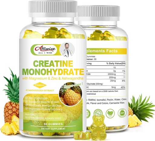 [BRSROCYBOYCBUYDA] Sugar-Free Creatine Monohydrate for Men & Women, Creatine Monohydrate Complex Supplement with Magnesium & Zinc & Ashwagandha, for Muscle Growth & Strength, Energy, Pre Workout Supplement