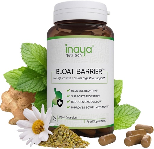 [BRSRAFD4CQMGYYI3] BloatBarrier 72 Capsules - Supplément naturel de digestion et de ballonnement pour le dégel de l'estomac, la réduction du gaz et l'amélioration des mouvements Bowel – Vegan, Gut Health Supplements