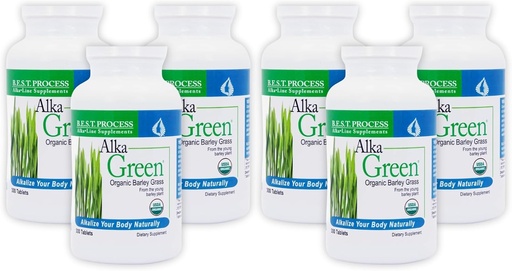 [BRSWKFYTOQNWK3DY] Alka Green Tablets (6 Pack) Best Process Alkaline - תוספי מזון אורגני Barley Grass - מקור טבעי של Enzymes & Amino Acids