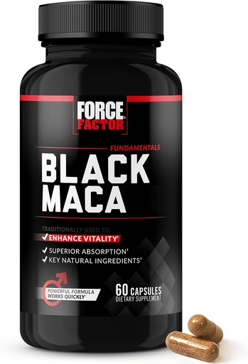 [BRSWYZY3BYIAGC32] Force Factor Black Maca Root Vitality Supplement voor mannen met superieure absorptie en macht, natuurlijke Maca Negra Extract, Fundamentals Series, 1000mg, 60 Capsules