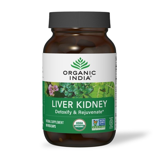 [BRSWIYIRBUFBYGDA] ORGANIC INDIA Liver Kidney Herbal Supplement - Detoxify & Rejuvenate, Supports Healthy Liver & Kidney Function, Vegan, Gluten-Free, Kosher, USDA Certified Organic, Non-GMO - 90 Capsules