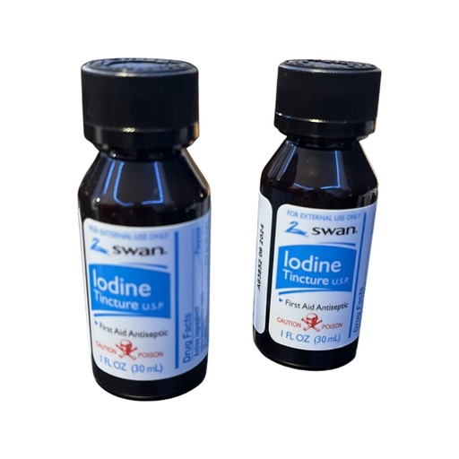 [BRSW2BL3OYBWYGYU] Swan Iodine Tincture First Aid Antiseptic 2% Iodine USP, 1 Oz Bottle, 2 pack