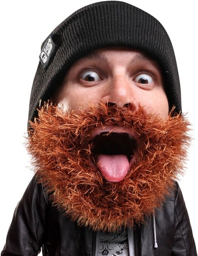 [BRSWIGAECAFGAFDE] Beard Head Bushy Biker Beard Beanie - Funny Knit Hat and Fake Beard Costume Black
