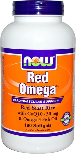 [BRSWIZYZOMBRQEIV] NOW Foods - Red Omega Red Yeast Rice With CoQ10 30 mg. - 180 Softgels