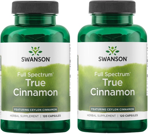 [BRSRMEIFOZ7W22T6] Swanson Full Spectrum True Cinnamon - Augalinis priedas - (120 kapsulių, 300mg kiekvienas) 2 Pack