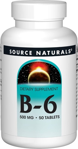 [BRSWIYQMCMIAKADO] Source Naturals Vitamin B-6, 500 mg Immune System Support - 50 Tablets