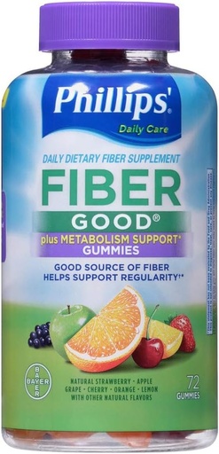 [BRSWKEYPCIBQGHLC] Phillips' Fiber Good Gummies Plus Metabolism Support - Inulin soluable Fiber - B Vitamins & Chromium to Help Support Metabolism - 72Count