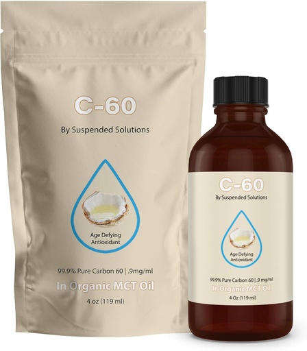 [BRSWYYYTAACGGYDD] C-60 MCT - 4oz -99.9% Καθαρό C-60 σε Βιολογικό Έξτρα Παρθένο MCT Έλαιο - 100% Χωρίς Διαλύτη - 108mg Ενεργό C60 - Γυάλινο Μπουκάλι - Άνθρακα 60