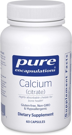 [BRSRMGIHB54AYHL6] Pure Encapsulations Calcium (Citrate) - Supplement for Bone, Teeth, Colon, and Cardiovaskulárne Health Support* - with Premium Calcium Citrate - 60 Kapsule