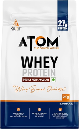 [BRSW2HY6AABBQYI3] Asitis Nutrition AS-IT-is Atom Whey Protein 2kg/70.5 Oz with Digestive Enzymes | USA Labdoor Certified for Accuracy & Purity | Double Rich Chocolate Flavor | 27g Protein | 5.7g Bcaaâ