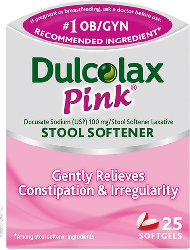 [BRSWIEAHOYCR4DDK] Dulcolax Pink Stool Softener, Docusate Sodium, 100 mg Soft Gel Tablets, 25 Count