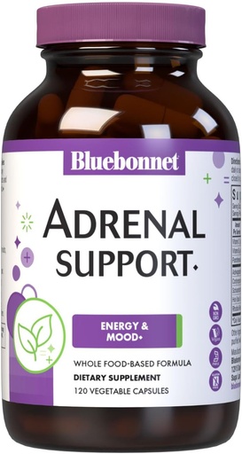 [BRSWGH37OZ5RMGY7] Bluebonnet Nutrition Adrenal Support, Energy & Mood*, Non-GMO, Vegan, Kosher Gecertificeerd, Glutenvrij, Sojavrij, Dairy-Free, 120 plantaardige capsules, 60 porties